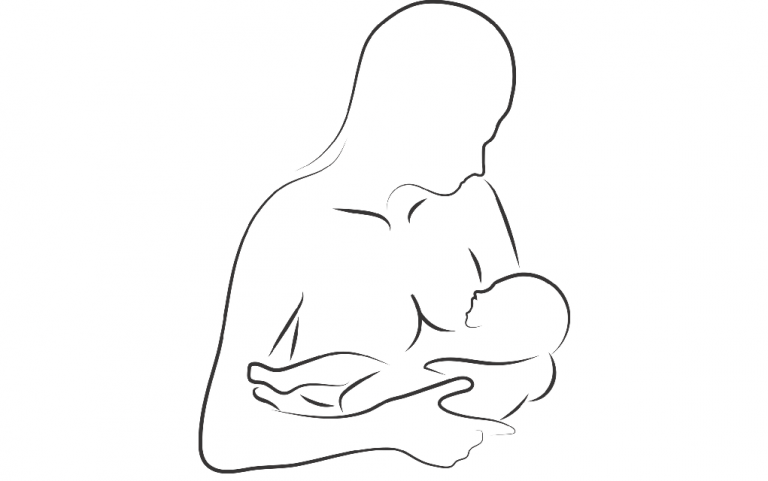ilustracija majke i deteta za vreme dojenja
